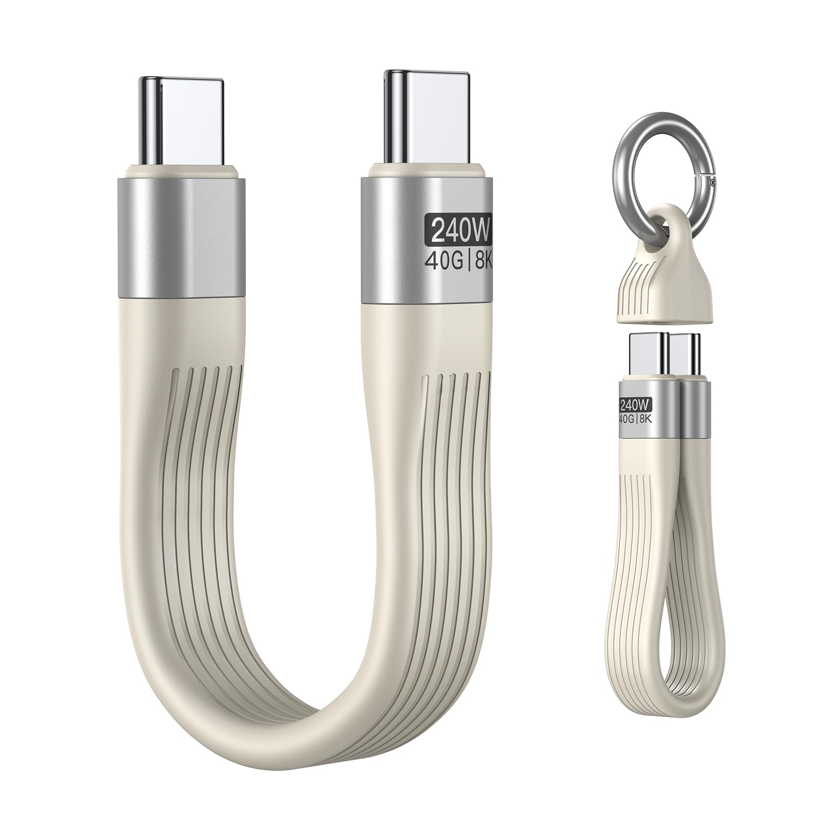 VAFOTON 240W USB C Kabel Kurz/USB C auf USB C Kabel Kurz 13cm/USB4.0 PD3.1 Schnellladekabel, 40Gbps Datenübertragung, 8K 60Hz Videoübertragung, Thunderbolt 3/4 for 1Phone16/15, MaBook/1Pad, Samsung,VR