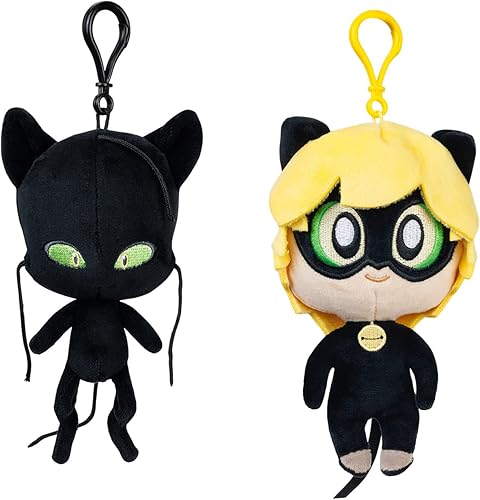 Miniatura 1 de PMI Miraculous Ladybug - Juguetes de peluche con clip  Dos de los cuatro coleccionables de 5 pulgadas de alto  Juguetes milagrosos de mariquita y