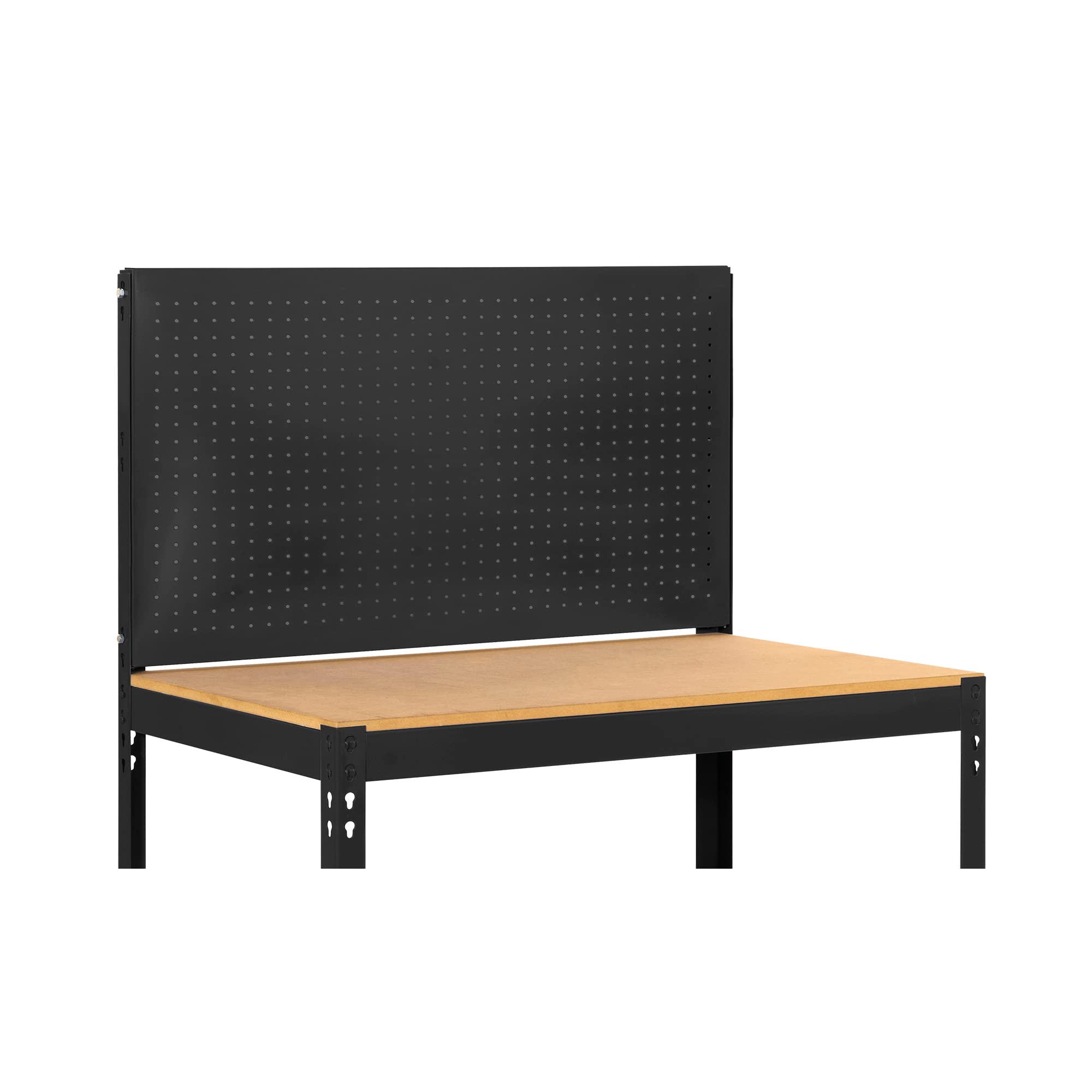 Cofan Banco de Trabajo | Mesa de Trabajo con Panel Perforado | Incluye 2 estantes de Madera | Color Antracita | Medidas: 1445 x 910 x 610 mm
