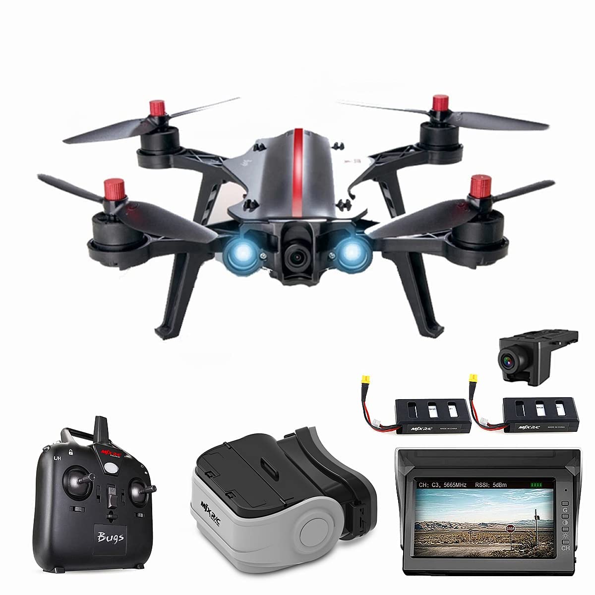 FMHCTN B8 RC FPV Racing Drone with 720P HD Camera Live Video High  Speed Wind Resistance Quadcopter with FPV VR Goggles LCD Monitor Camera