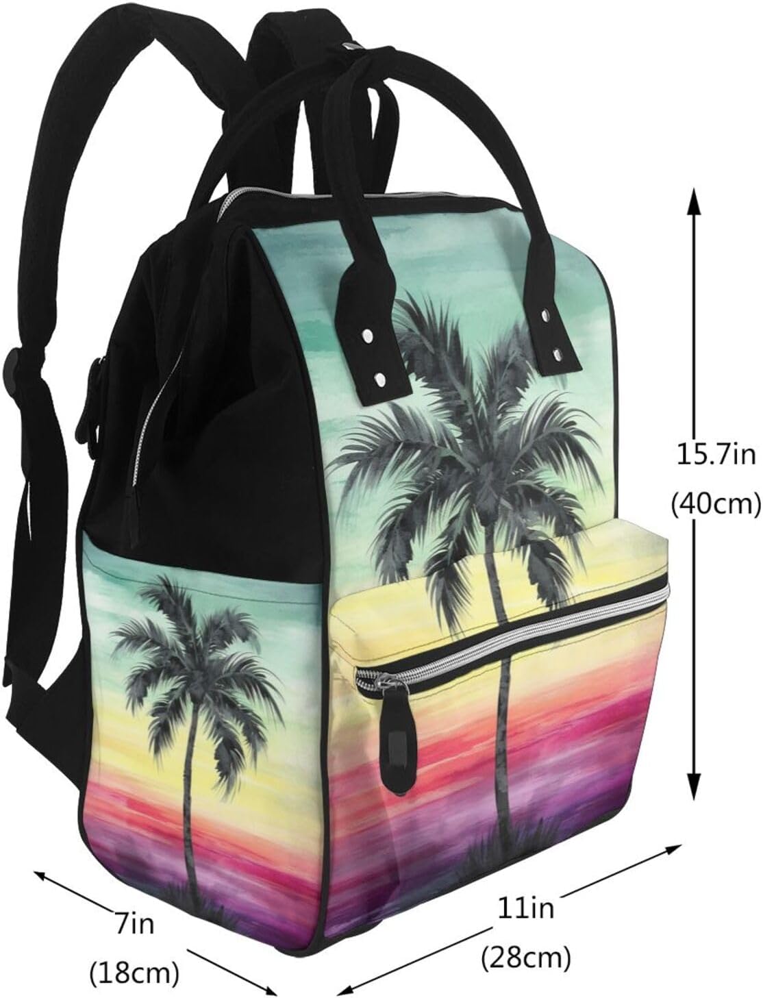 Tropical Palm Tree Diaper Bag Large Capacity Travel Backpack image 2