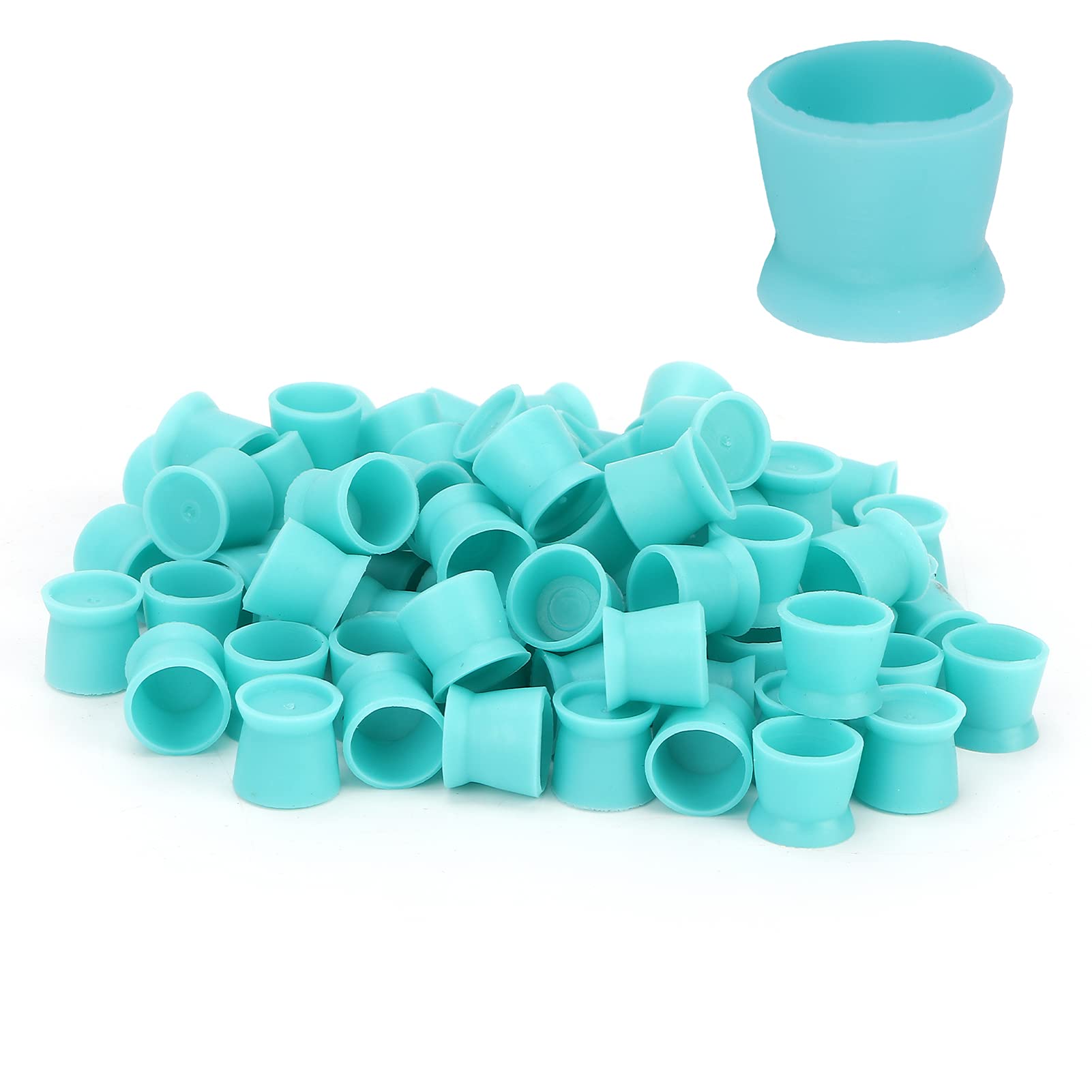 DOUQIFEI Tattoo Ink Caps, 300pcs Tattoo Ink Cups Tattoo Ink Pigment Cup Disposable Silicone Pigment Ink Caps Eyebrow Lip Eyes Tattoo Pigment Cup Tattoo Accessory(Blue)