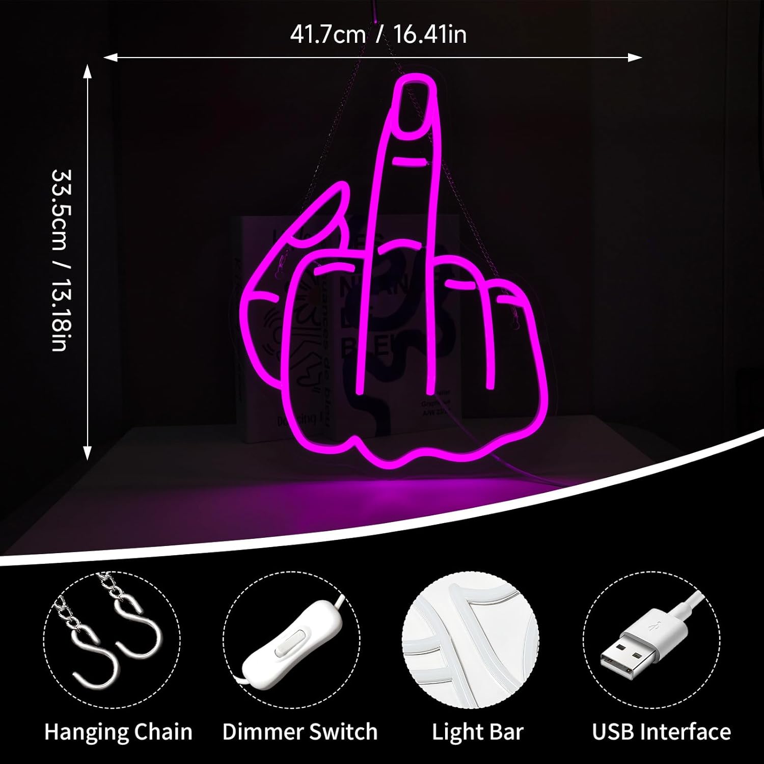 Finger Neon Sign Led Light Up Signs for Wall Decor Usb Powered Neon Light Signs Indoor Light for Room Decor Holiday Gift - Image 3