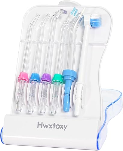 Miniatura 8 de Puntas de repuesto para piezas de repuesto Waterpik Water Flosser Waterpik, estuche de almacenamiento y 6 puntas AquaFlosser (6 puntas de ortodoncia)