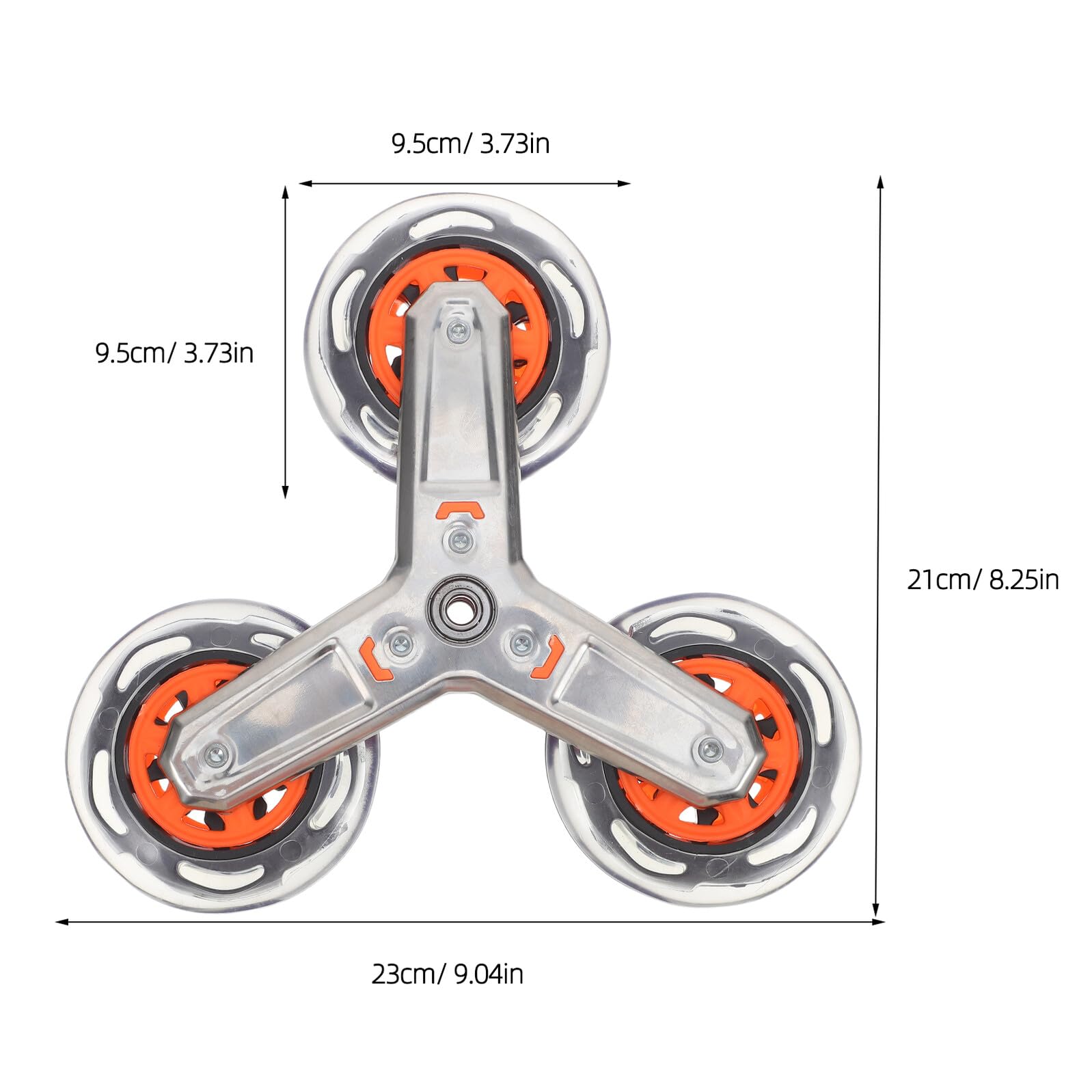 2 Pièces Roues de Remplacement Triangulaires en PU et Acier Inoxydable pour Chariot de Supermarché Monte-escalier, Structure à Trois Roues, Usage Solide pour Courses en Extérieur
