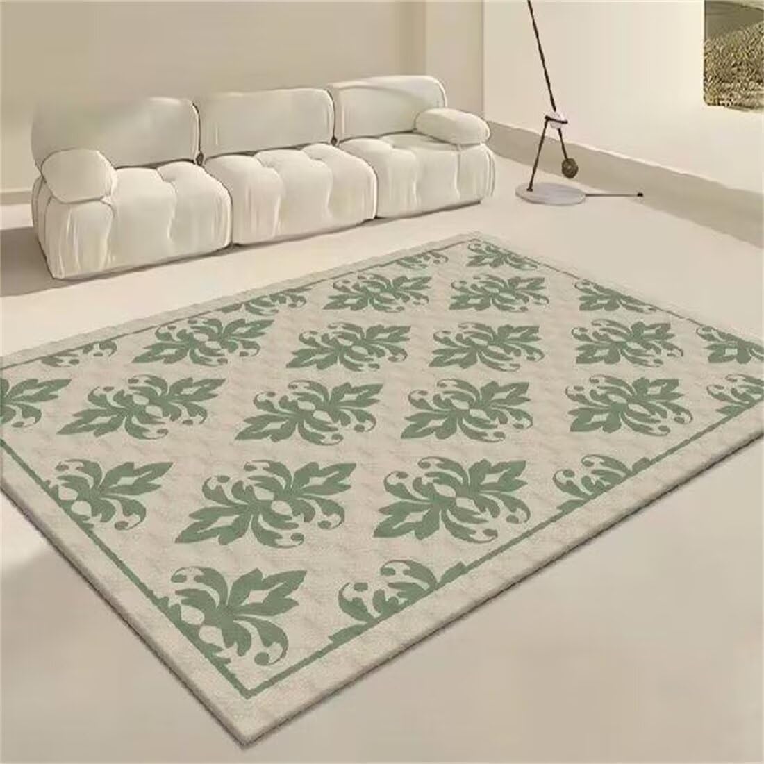Tapis enfant lavable pour chambre fille et tapis de canapé gris vert