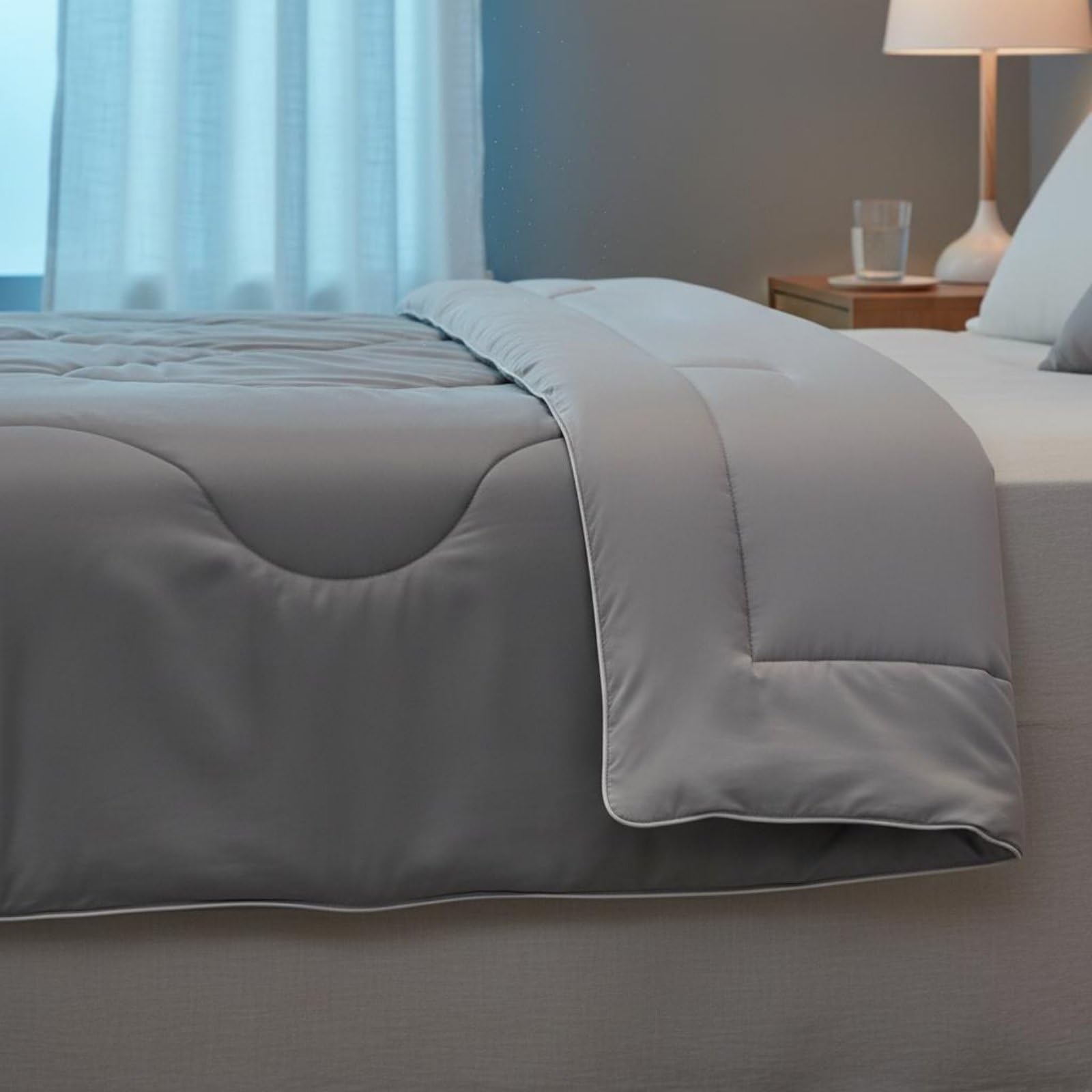 KESOTO Fresca Ligera Cobija Transpirable con Tejido Suave de Nylon y Spandex para Dormir en Verano Siestas Dormitorios Cálidos Áreas Acondicionado Uso Diario, Gris, Queen 229x229 Cm
