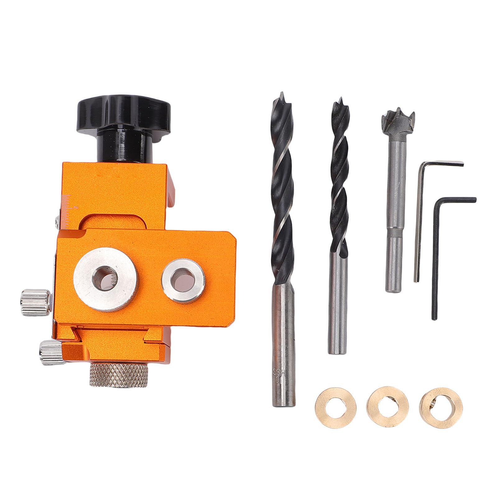 Kit di Maschere per Tasselli 3 in 1, di Foratura per Posizionamento Doppio Foro, Tassello a Larghezza Regolabile 15-25 Mm, Localizzatore Guida per Trapano per Serratura della Porta
