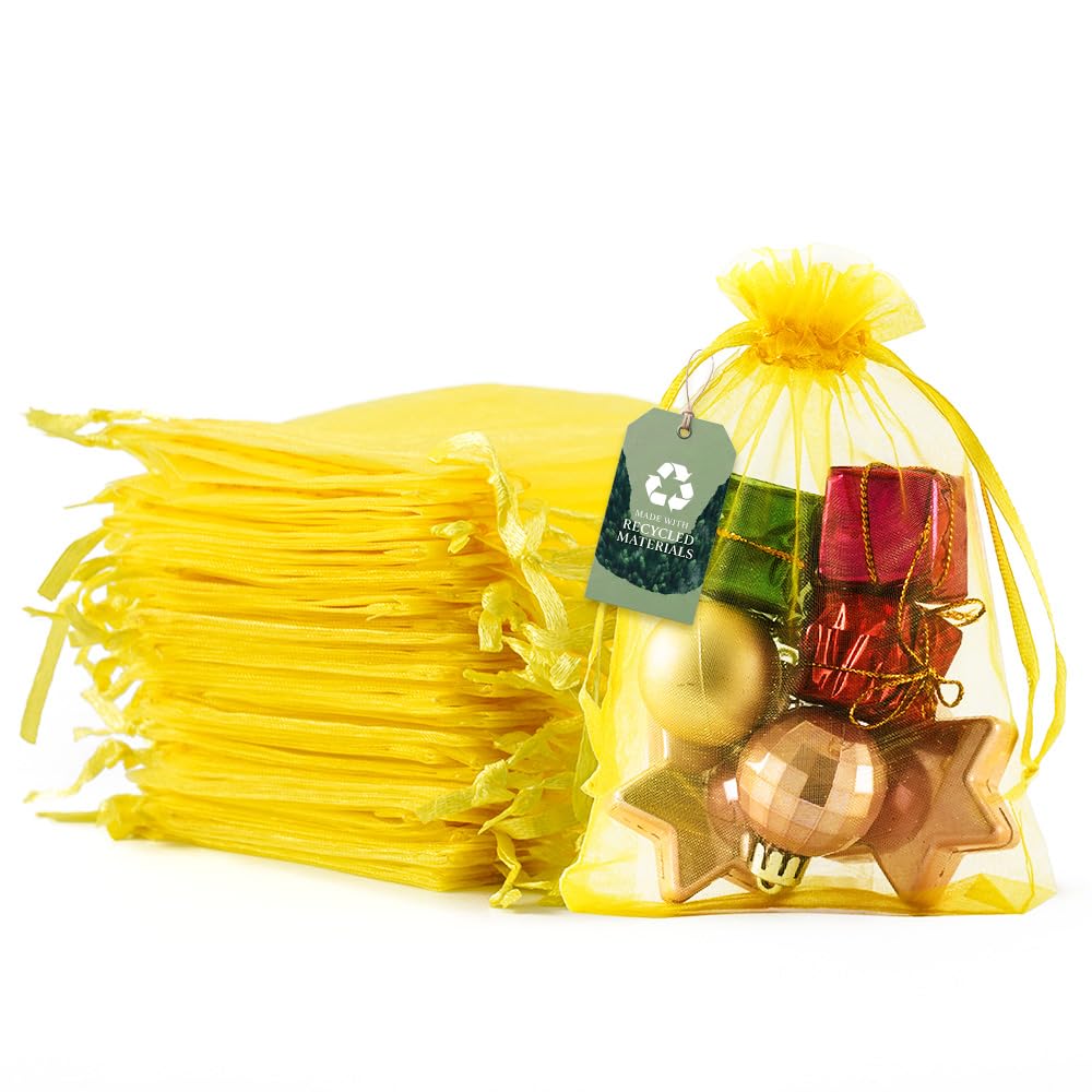 Meowoo 100PCS Organza Bags (4x6inch, Yellow)