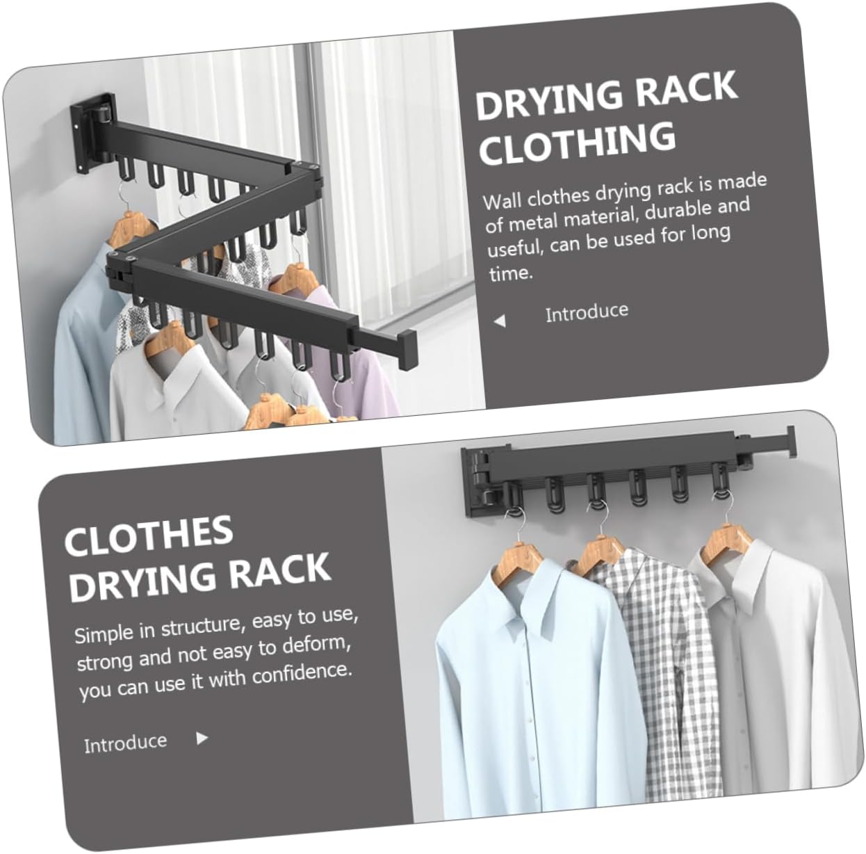 PRETYZOOM Metal Clothes Drying Mounted Laundry Rack for Space Saving Easy Installation Design for Efficient Drying for Spaces and Apartments