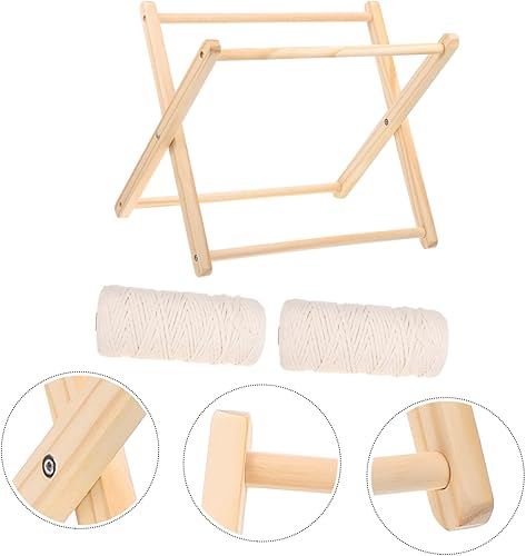 Miniatura 7 de Ciieeo Estante de fabricación de cuerdas, organizador de piso de madera, estante de secado ligero portátil para el hogar Dec