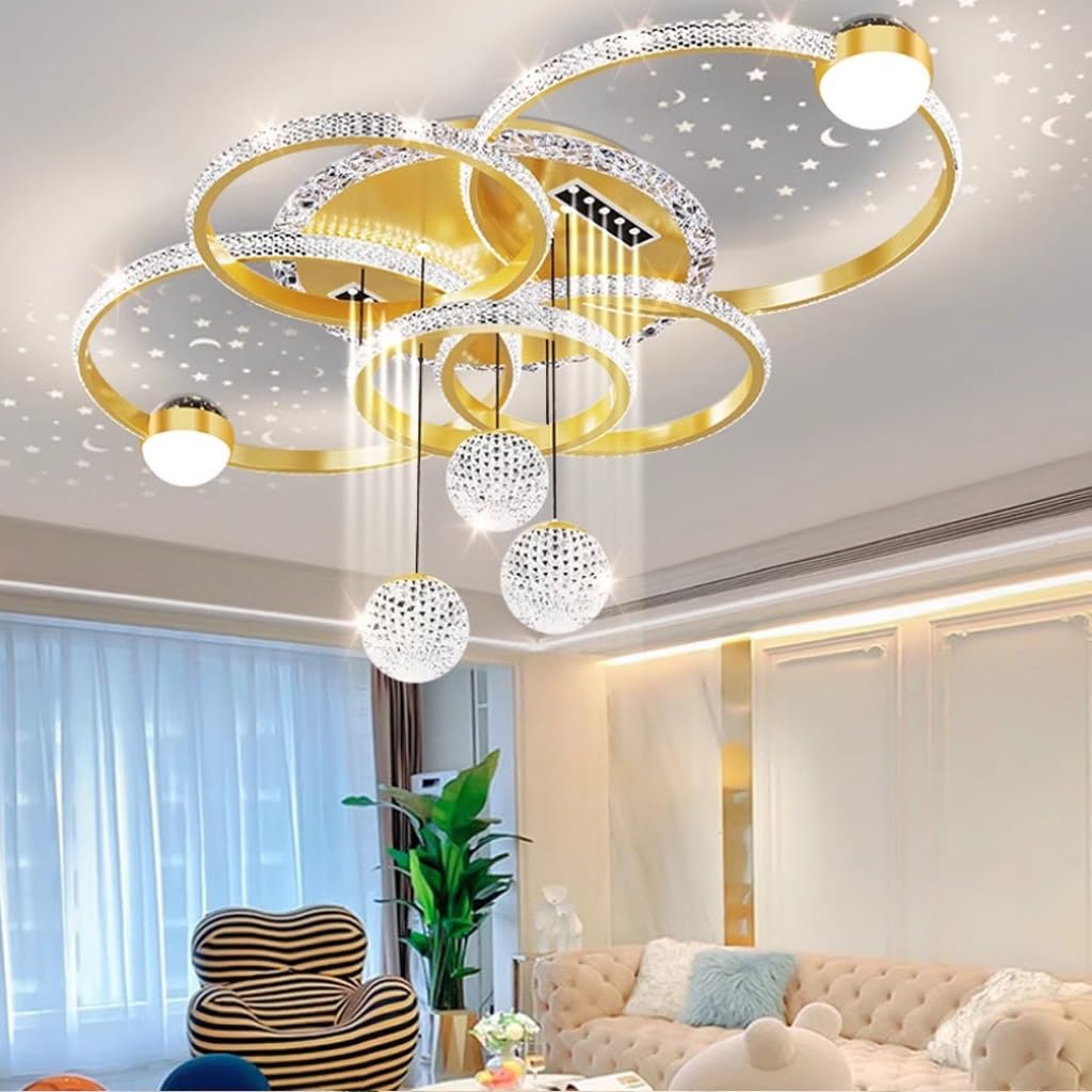 Plafonnier LED En Cristal Moderne À Intensité Variable Avec Télécommande, Couleur De La Lumière/luminosité Réglable, Lampe De Salon, Chambre À Coucher, Cuisine Et Bureau En Cristal Acrylique(White)