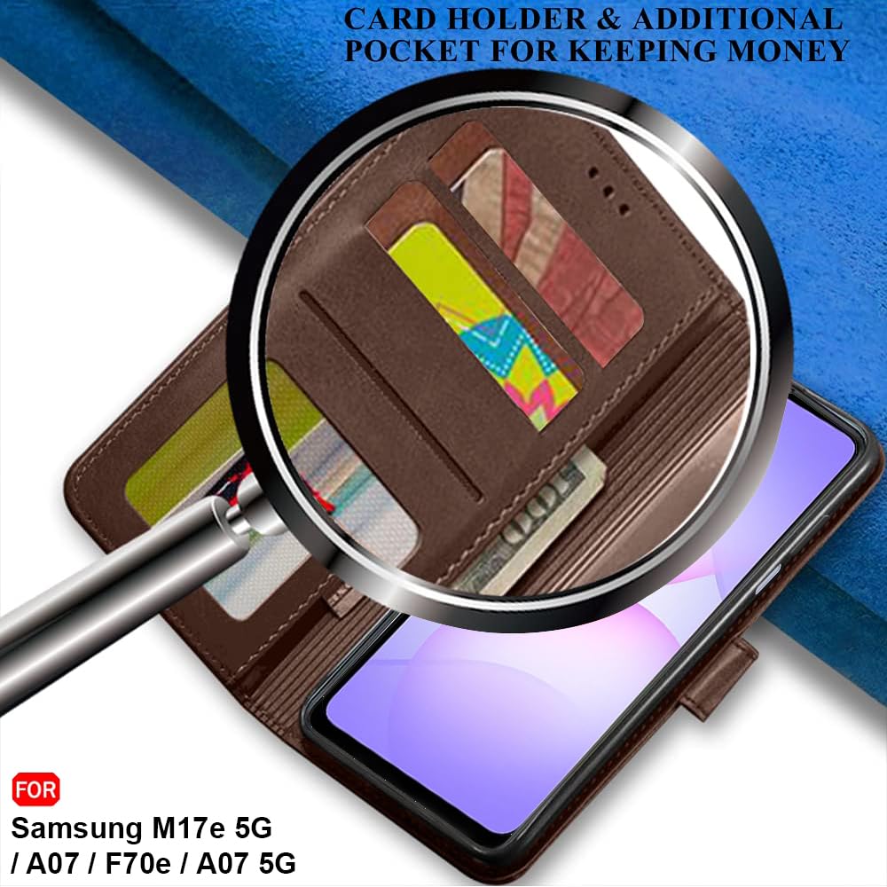 TheGiftKart Flip Back Cover Case for Samsung Galaxy M17e 5G / A07 / F70e / A07 5G | Dual-Color Leather Finish | Inbuilt Stand & Pockets | Wallet Style Flip Cover Case (Faux Leather, Brown & Coffee) — Amazon image 6