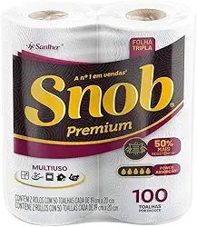 Papel toalha Snob multiuso folha tripla branca 100fls