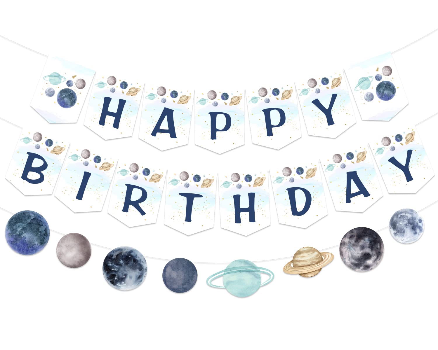 Fangleland Outer Space Theme Birthday Decorations, First Trip Around the Sun Happy Birthday Banner Galaxy Garland, Solar System Planet 1st 2nd 3rd