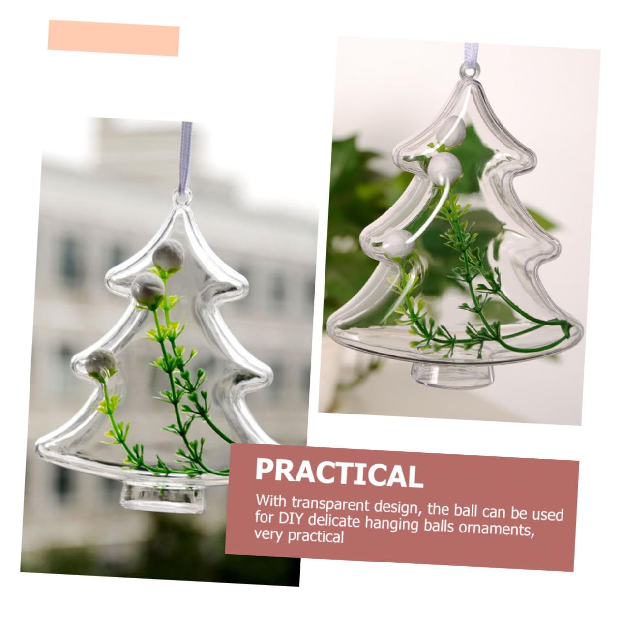 Cabilock 40 Piezas Bolas de decoración del árbol de Navidad Bola de Adornos rellenable Transparente de Navidad Bola de Adornos de Fiesta Transparente Manualidades navideñas Christmas Lights