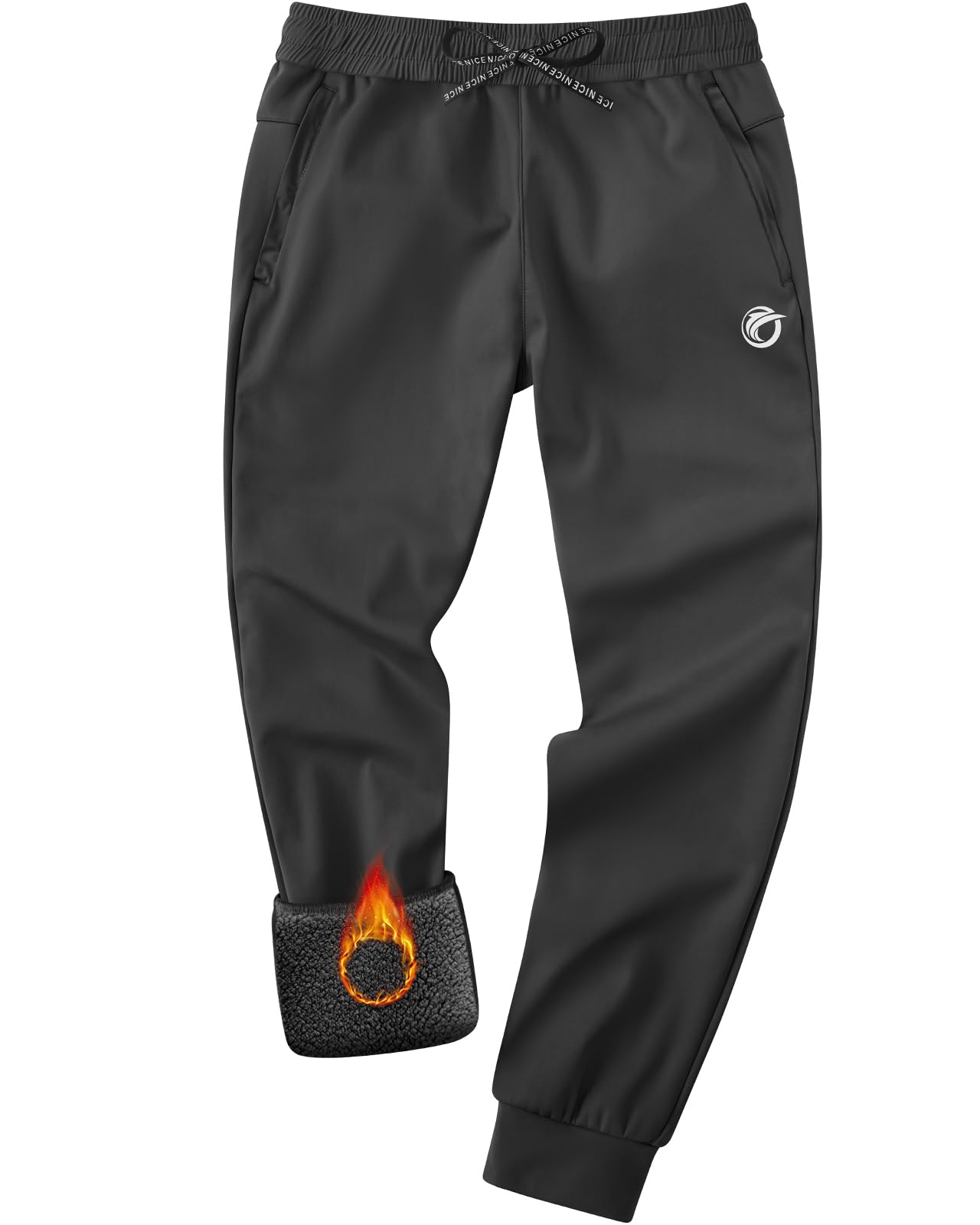 CANGHPGIN Mens Fleece Lined Pants Water Resistant Winter Warm Sweatpants Athletic Joggers Pant with Zipper Pockets