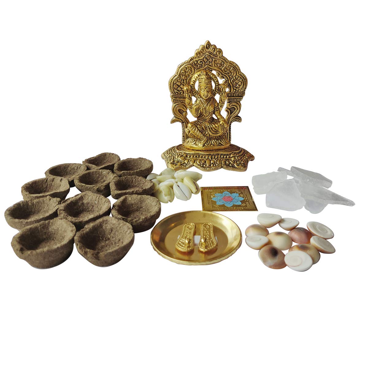Shubhanjali Goddess Metal Lakshmi Idol Laxmi Goddess Murti,Lakshmi Pujan/Mahalakshmi Puja Kit/Diwali Hamper/Diwali Gift/Diwali Puja Kit/Diwali Pooja Kit/Diwali Pooja Samagri/Hamper