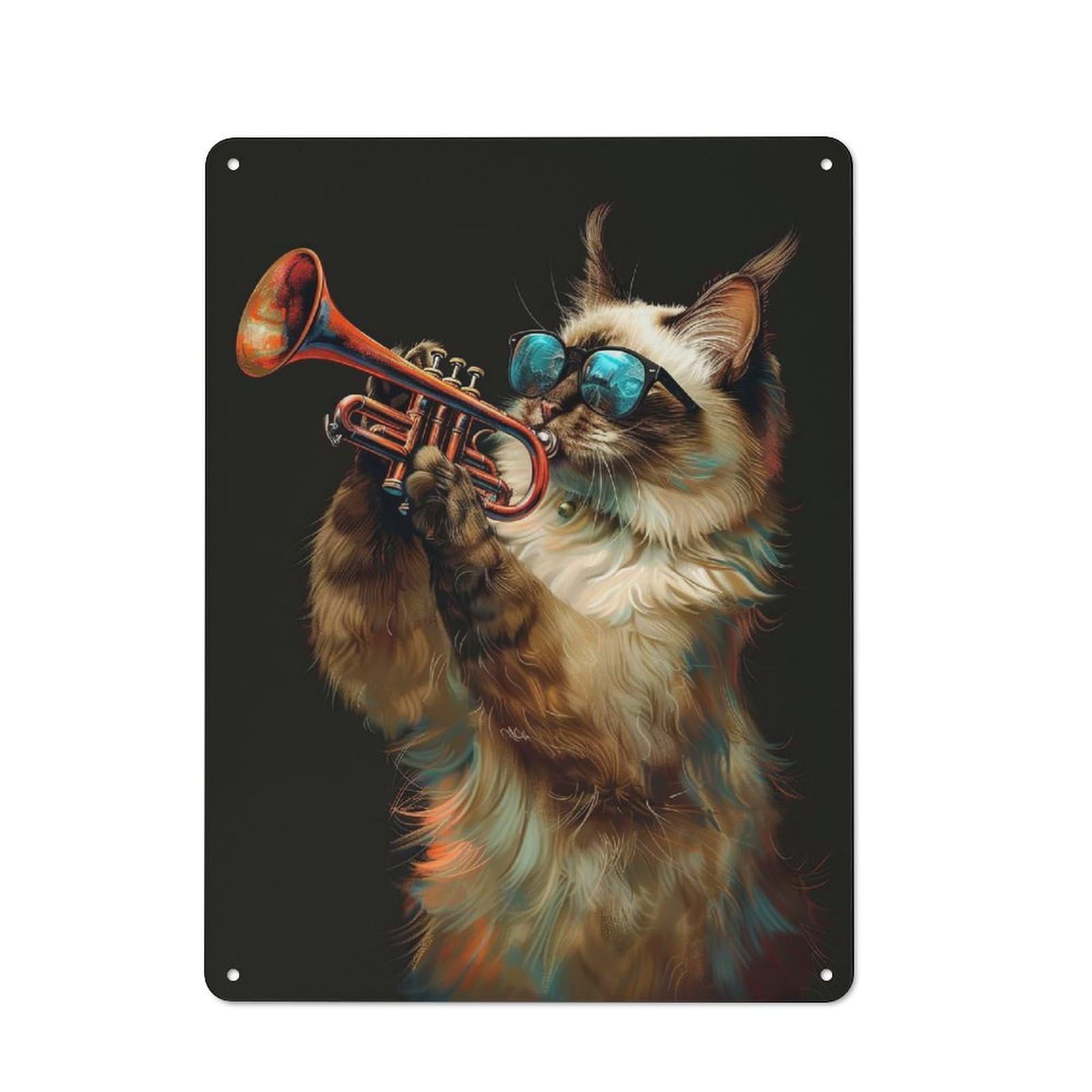 Distressed Look Balinese Trumpet Decorative Tin Sign 40x30cm, Vintage Wall Decor for Lounge, Study, Pub Or Wall Gallery