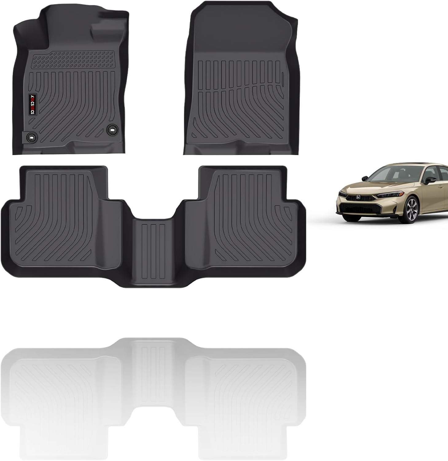 KELCSEECS® All Weather Floor Mats Custom for 2025 Civic Hybrid Car Mats Floor Liners Civic Floor Mats Accessories 2025 Honda Civic Hybrid Floor Mats