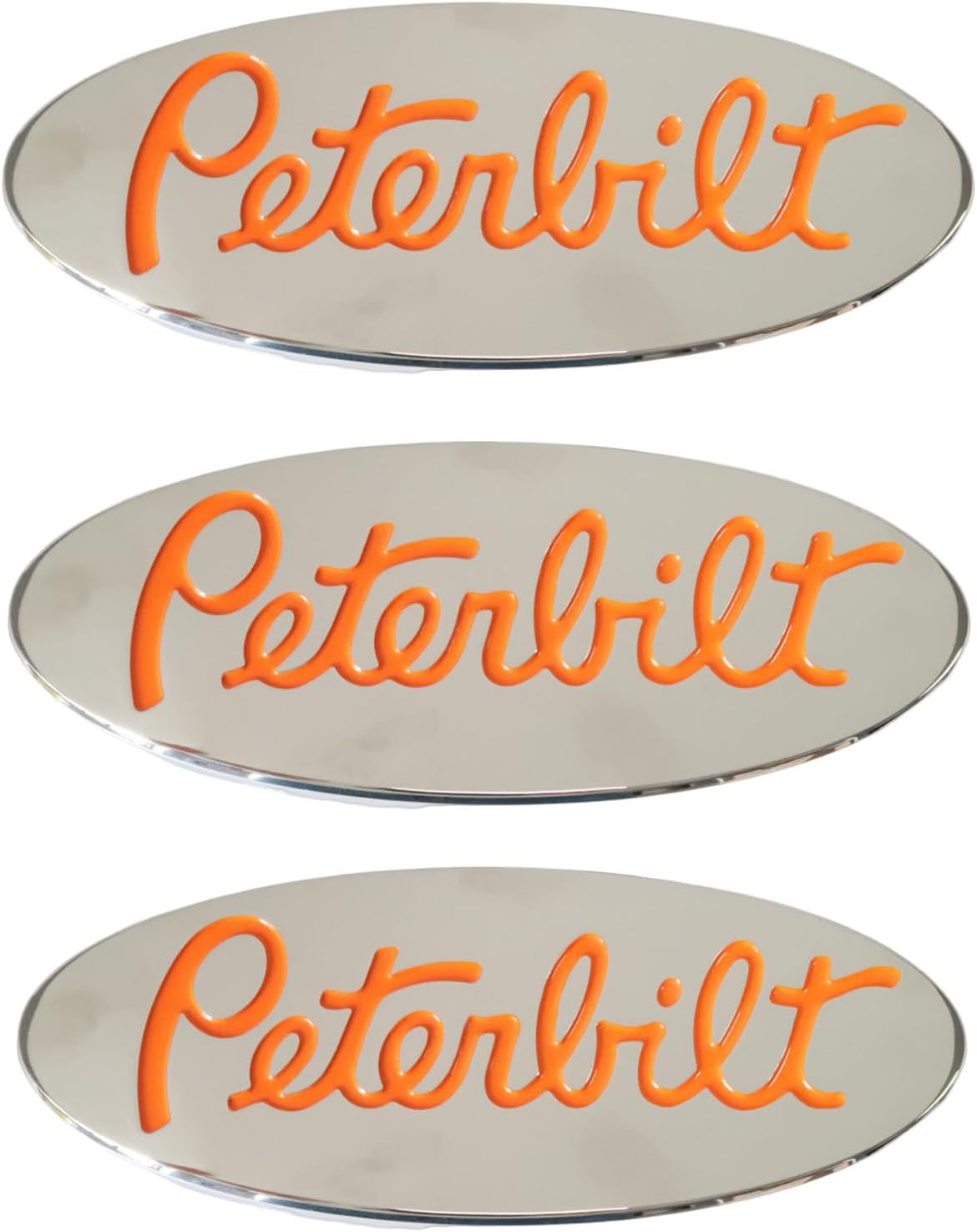 3pcs Logo Name Emblem Badge Plate Custom CNC Aluminum 6061 Fit for Peterbilt Hood Accessory Grille Fender (Orange)