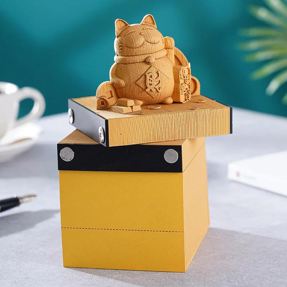 Notatnik 3D, papierowa rzeźba 3D, kreatywny papier rzeźba rękodzieło prezent, szczęśliwy kot model papierowa rzeźba karteczki samoprzylepne, prezenty dla przyjaciół, kolegów z klasy