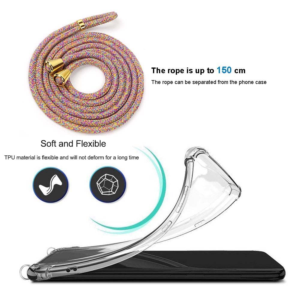 Coque Transparente Avec Collier Pour IPhone 14 Pro Max - Protection 360° Et Sangle Réglable - Design Intégrant Un Film Protecteur
