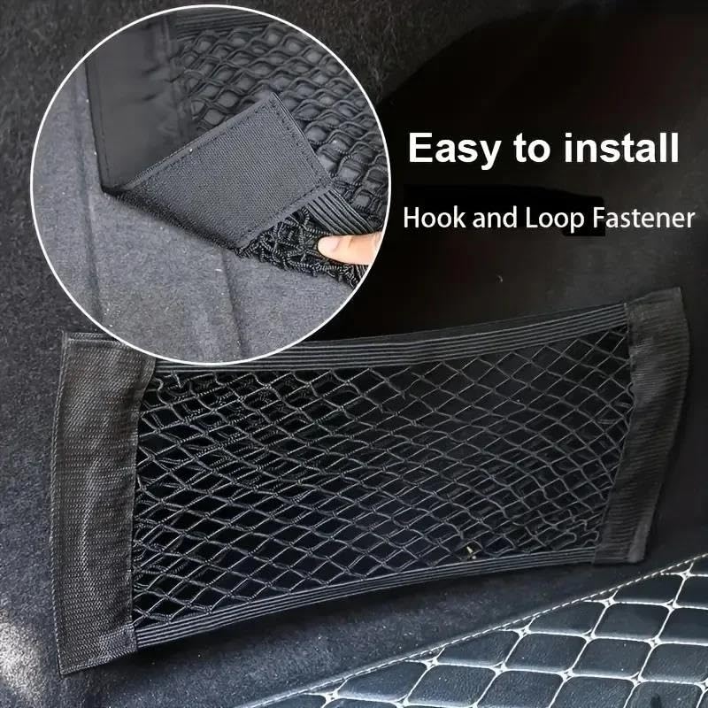 Sac de rangement pour voiture double maille avec filet de fixation robuste