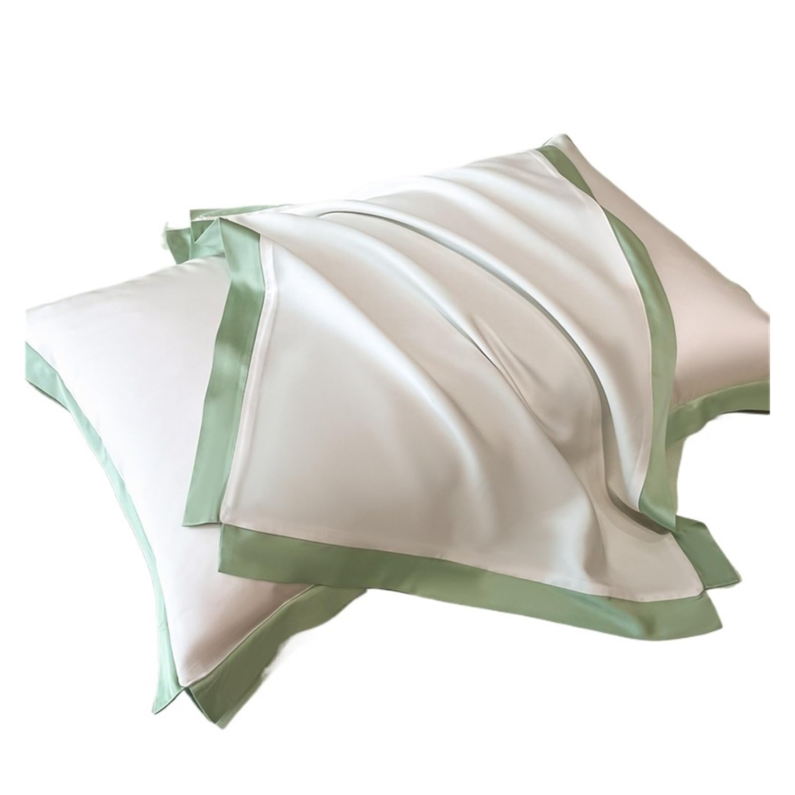 Silk Pillowcase 2 Pack Satin Pillowcase Set Silky Smooth Envelope Closure Hair Breakage(Green)