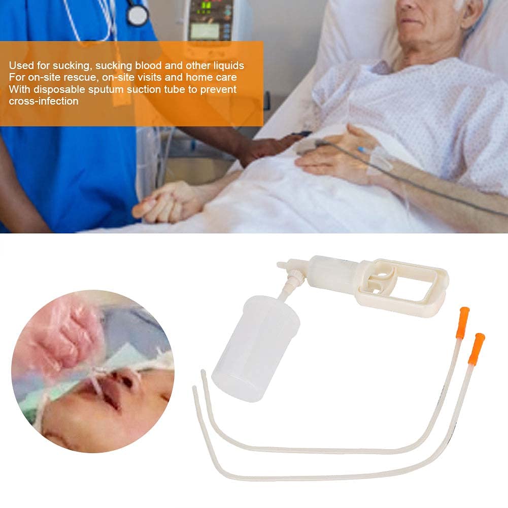 Bomba de Succión de Flema, Aspirador de Esputo Manual sin Energía Dispositivo de Succión de Material ABS con Tubo de Succión Desechable para Rescate en el Sitio y Cuidado en el