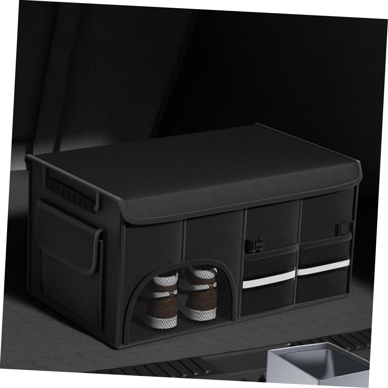Cabilock Organizador Plegable de Gran Capacidad de Maletero para Coche de Tela Oxford Negra, con Múltiples Compartimentos para Camping y Uso en Maletero