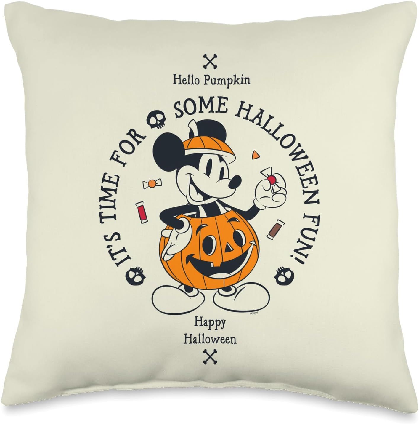 Disney Mickey Mouse Vintage Halloween Fun Throw Pillow
