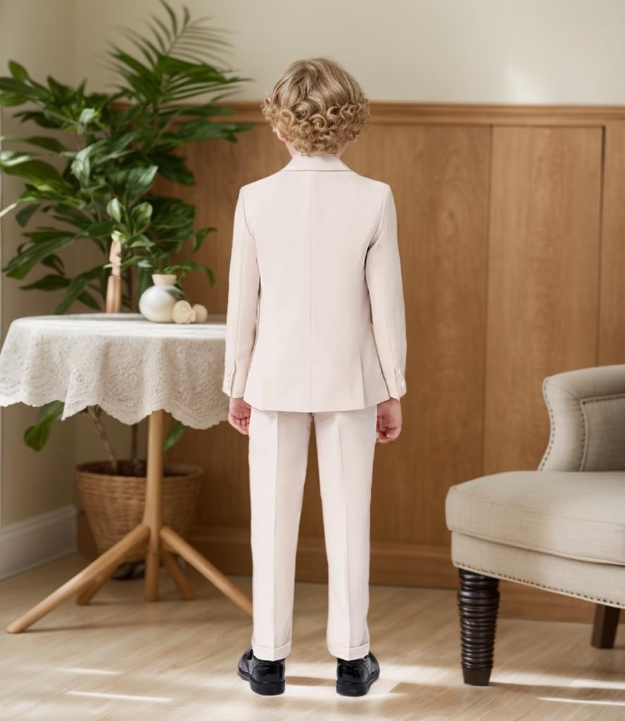 Set da 3 pezzi per ragazzi per bambini, smoking, per matrimonio, formale, set di pantaloni con fiocco