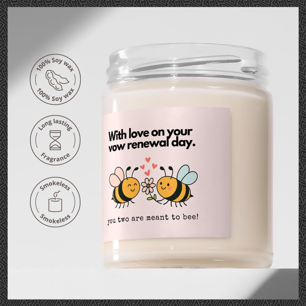 Vow Renewal Gifts - Luxury Soy Wax Candle - Vanilla, Jasmine, Sugared Almond - Makester, White - Image 2