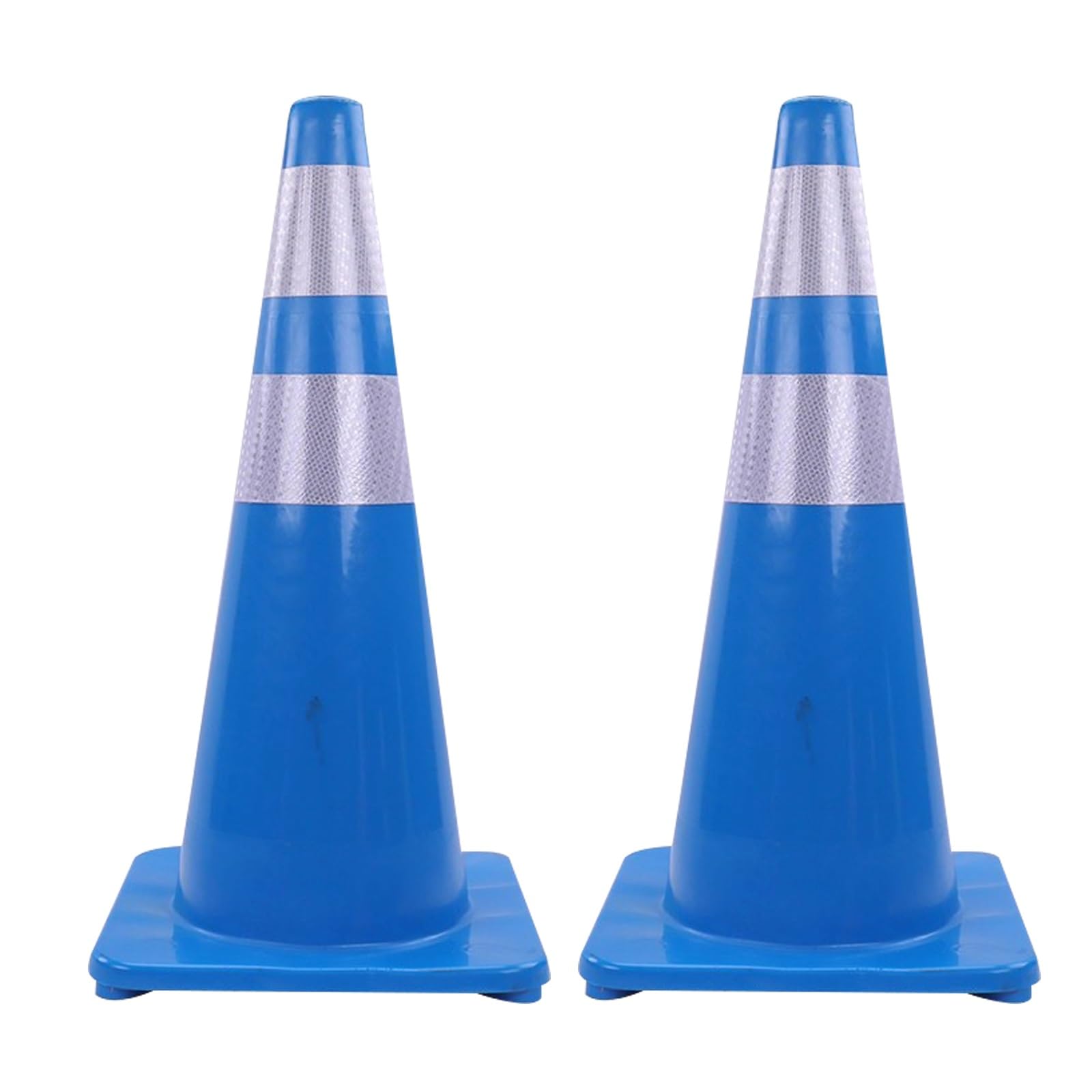 Conos Señalizacion de 70 Cm, Conos de Advertencia de PVC, con Anillo Reflectante, Resistente a la Intemperie, para Estacionamientos, Obras y Carreteras (2 Unidades)(Blue)