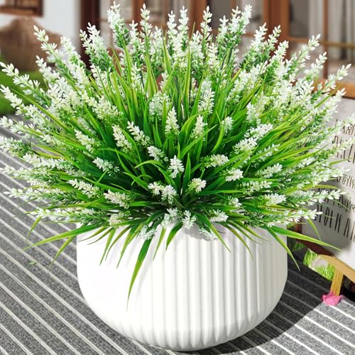 UXORSN Artificial Plants Outdoor 8 Bundles Fake Monkey Grass with Flowers UV Resistant Faux Lavender Plants Green Shrubs for Garden Patio Porch Verandah Window Hanging Planter Decoration - Cosy Home Interiors UXORSN Artificial Plants Outdoor 8 Bundles Fake Monkey Grass with Flowers UV Resistant Faux Lavender Plants Green Shrubs for Garden Patio Porch Verandah Window Hanging Planter Decoration