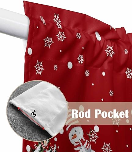 Miniatura 6 de BEMIGO Cortinas de cenefa de cocina con diseño de árbol de Navidad, diseño de copo de nieve, bonito muñeco de nieve rojo para cocina, baño,