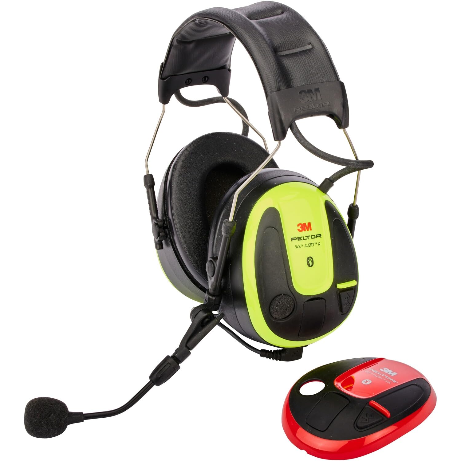 Peltor 3M WS ALERT X MRX21A4WS6 Orejera, 30 dB, Amarillo, Auriculares Bluetooth con Micrófono Boom con Cancelación de Ruido, Kit de Higiene, Recordatorio, para entornos ruidosos