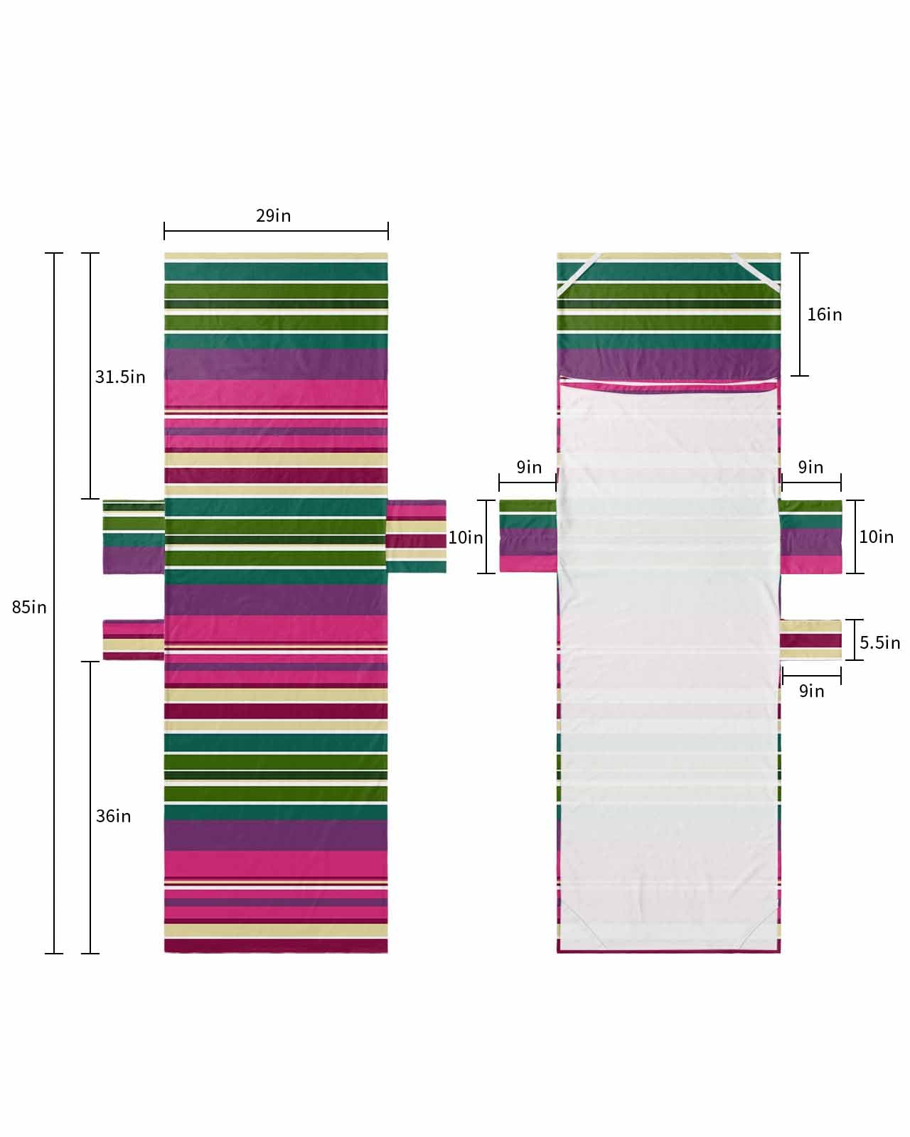 Colorful Striped Beach Pool Patio Lounge Chaise Chair Cover Towel with Pockets,Absorbent & Quick Dry Microfiber Towel Cover Bag Summer Travel Accessories for Sunbathing Ombre Lines Geometric Art