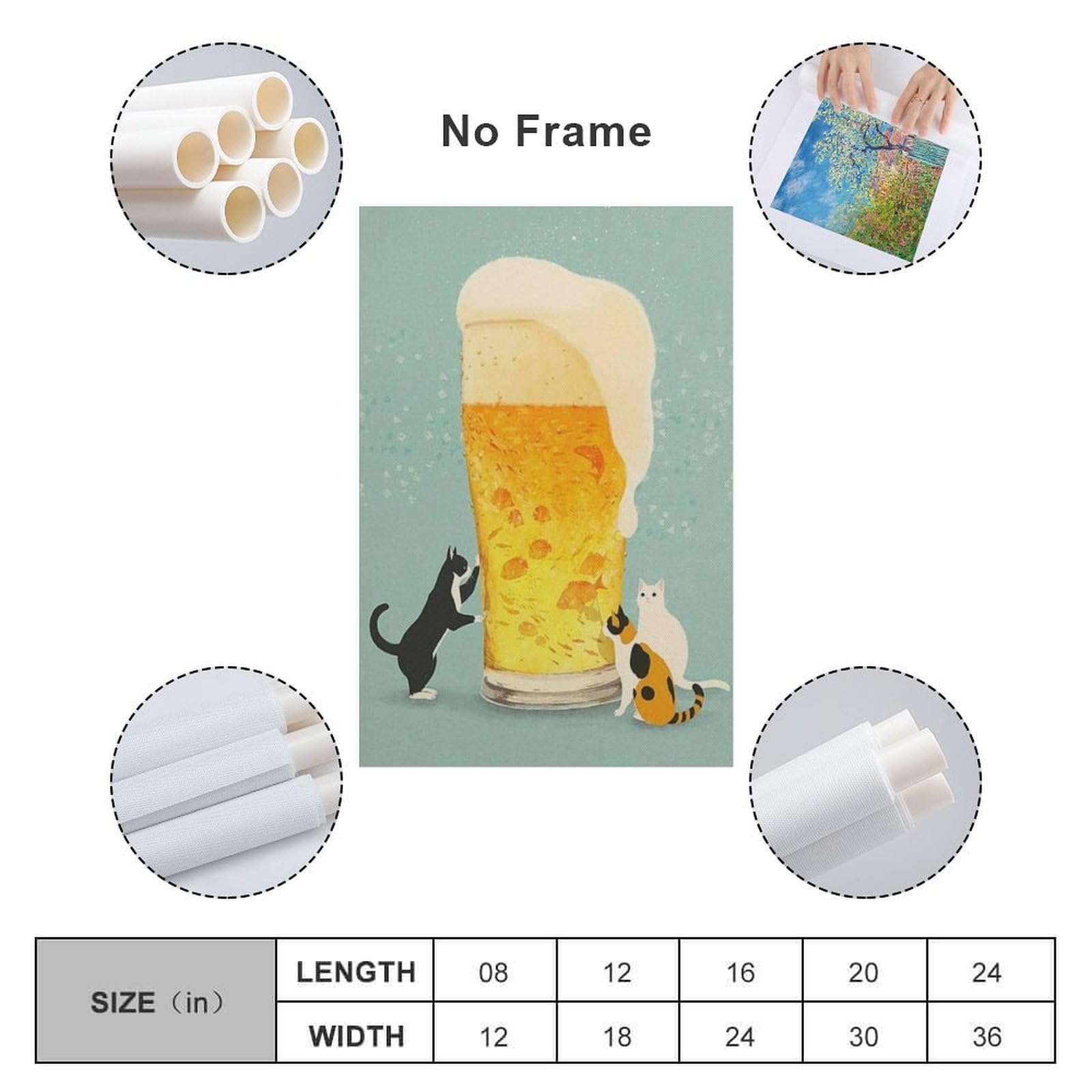 Amazon.co.jp: 三匹の猫とビール 絵画 北欧 アートポスター 印刷