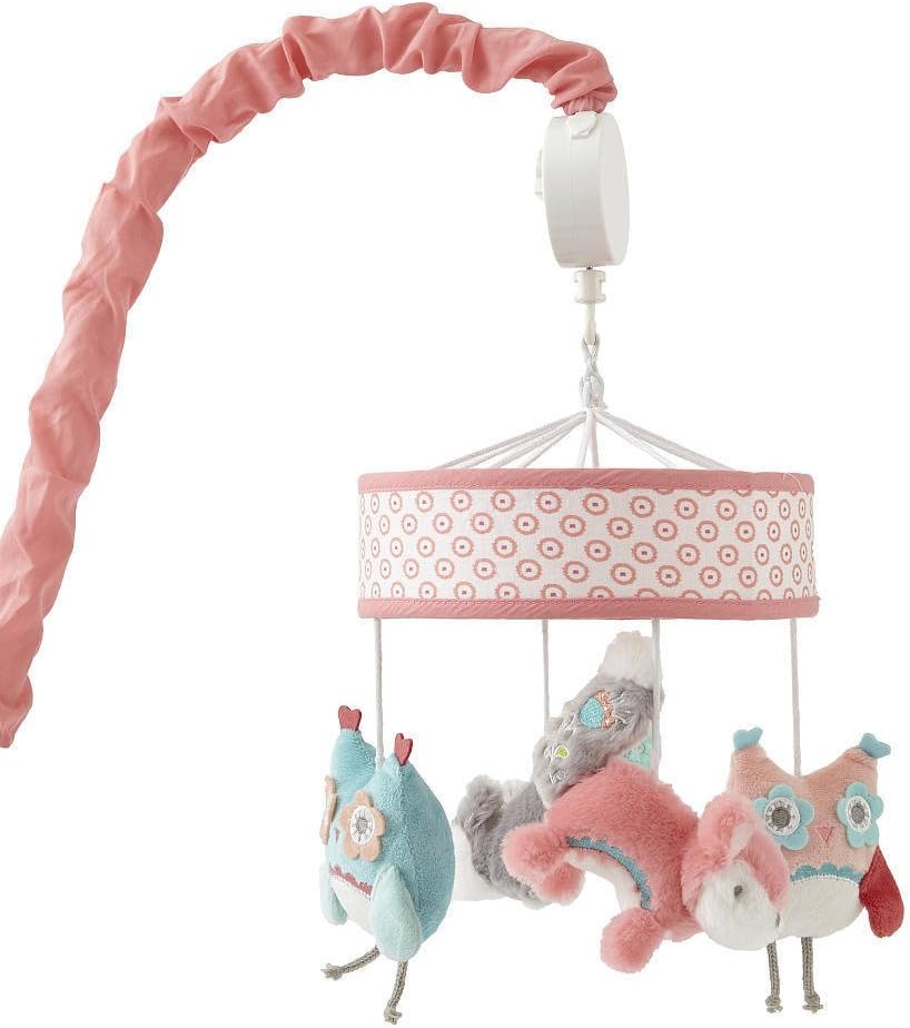 Levtex Baby - Fiona Musical Rotating Baby Crib Mobile - Plush Bears and Owls - Grey, Blue, Navy, Tauper, White - Nursery Accessories