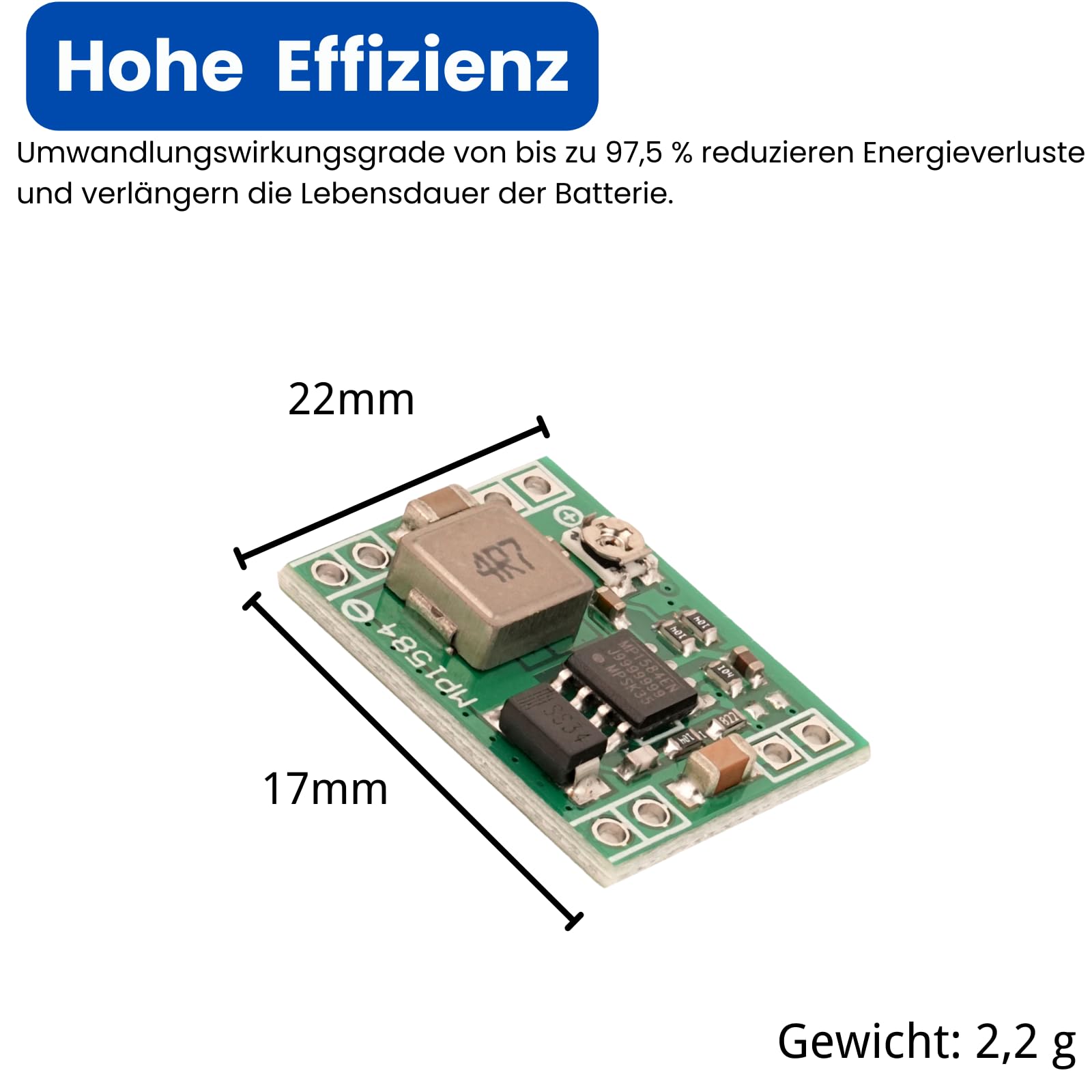 Modulo Convertitore Buck DC-DC Step Down MP1584EN 3A Regolabile &ndash; Mini