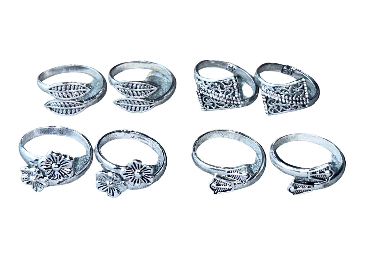 Women & Girls Metal Fancy Glossy finish Toe Ring Adjustable Bichiya/Leg Finger Ring_Combo_4 (A_C_P_110806_Silver)-image-31