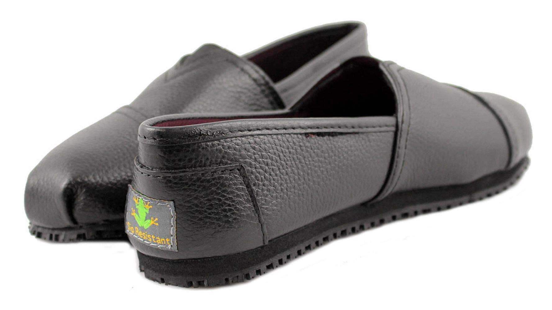 Laforst Womens Leather Nonslip Waitress Server Slip On Flat Black 10