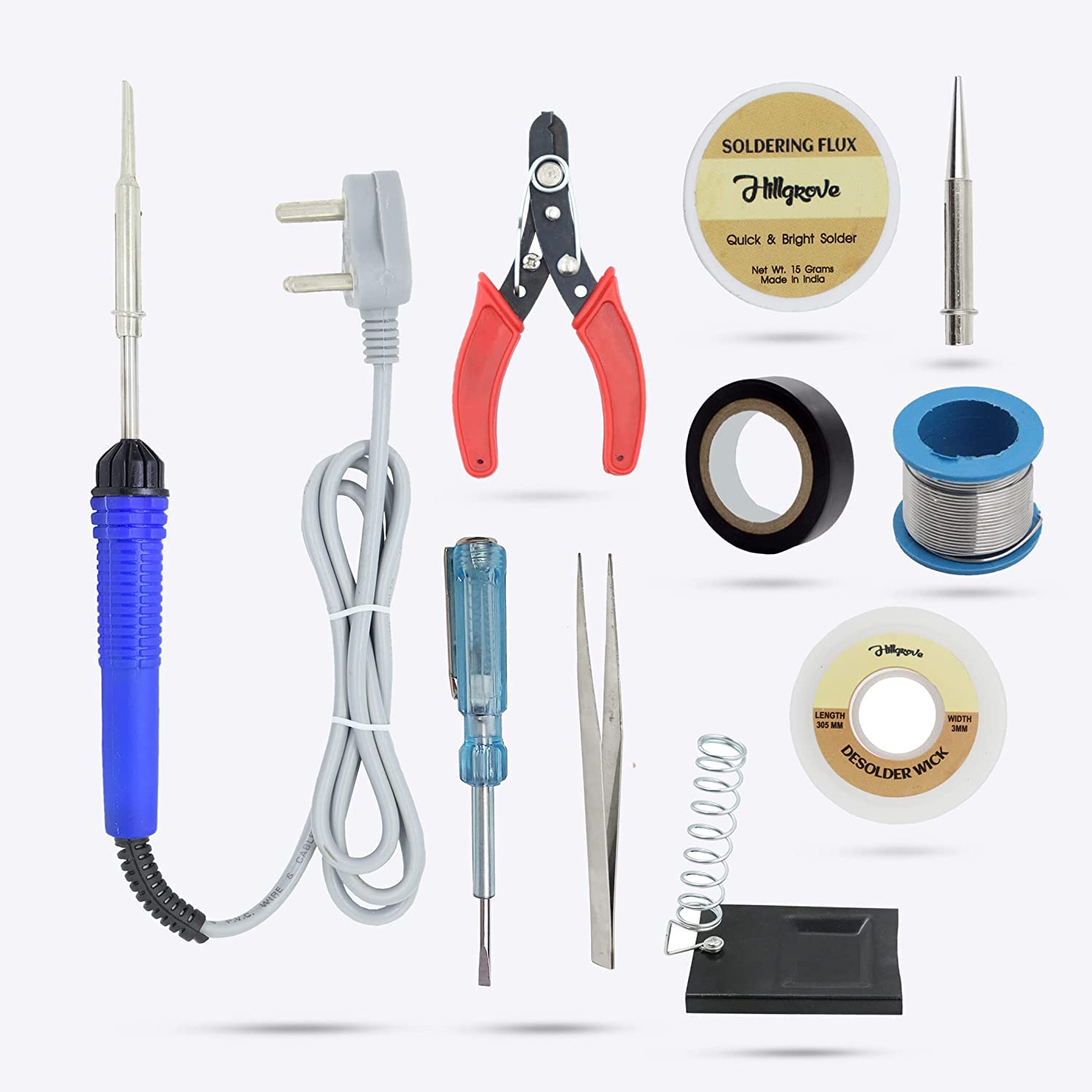 Hillgrove 10in1 Soldering Iron Equipment Tool Machine Combo Kit Set with Flux Paste and Wire 25 W Simple (Flat, Pointed Tip) (B0B22XSZ18) Amazon Price History, Amazon Price Tracker