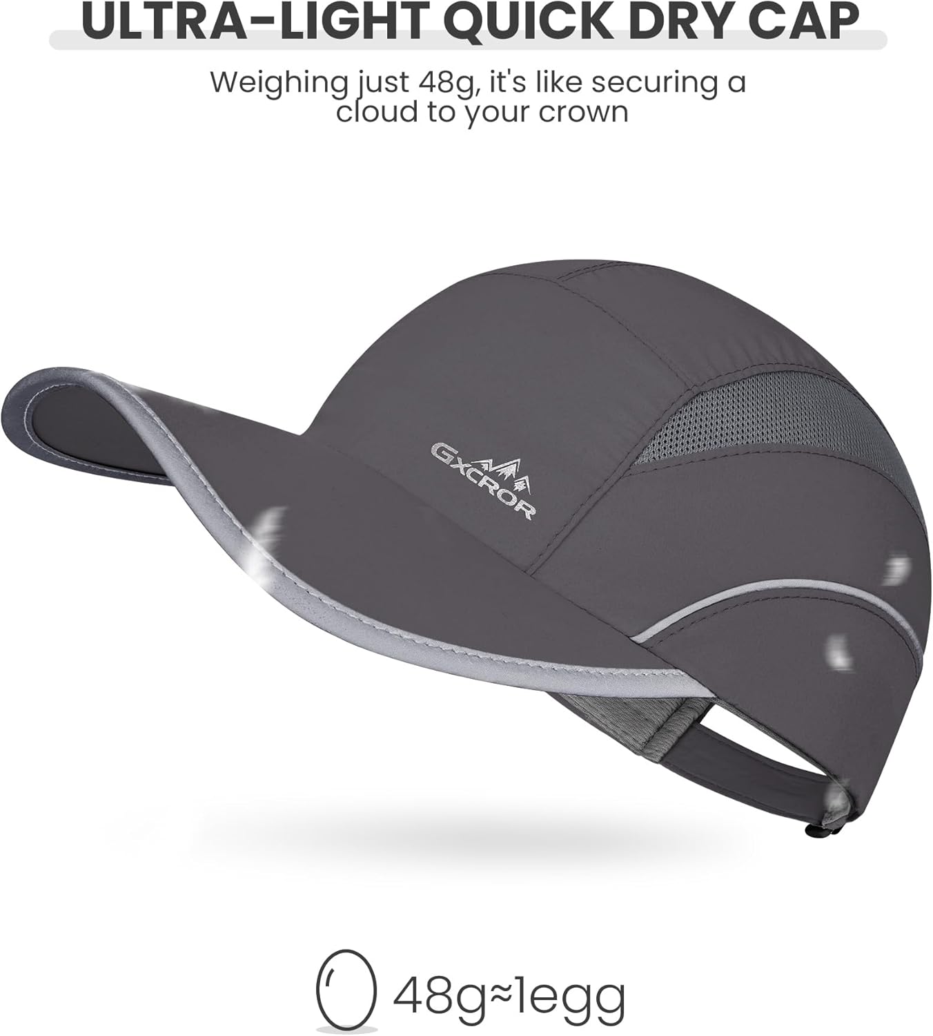 GXCROR Quick-Dry Running Hat for Men & Women - UPF 50+ Breathable Mesh, Reflective Sports Cap for Outdoor, Hiking - Image 4