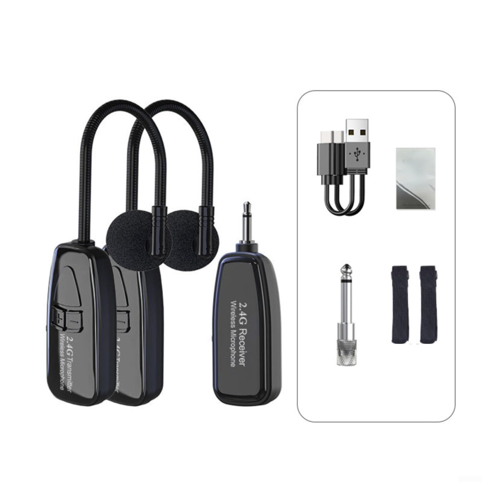 2,4G Drahtloses Clip-On Mikrofon für Saxophon und Blechblasinstrumente mit 49 m Reichweite, eingebautem 400 mAh Akku, Hypercardioid für Konzerte und Bandauftritte(One tow two)