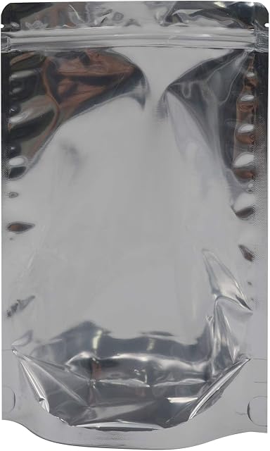 AIBAOBAO 50Pcs Resealable Ziplock Mylar Food Storage Bags Foil Aluminium Stand Up Pouches Bags with Clear Front for Candy, Cookies, Jewelry, Herbs, Snack, Coffee Bean, Kitchen, Party (10x15cm)