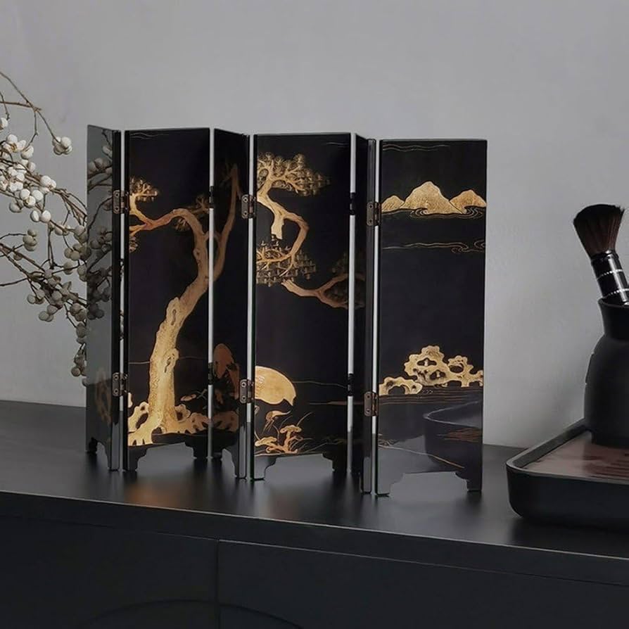 Amazon｜ミニ屏風 ヴィンテージ屏風 6パネル ミニチュア 仕切り