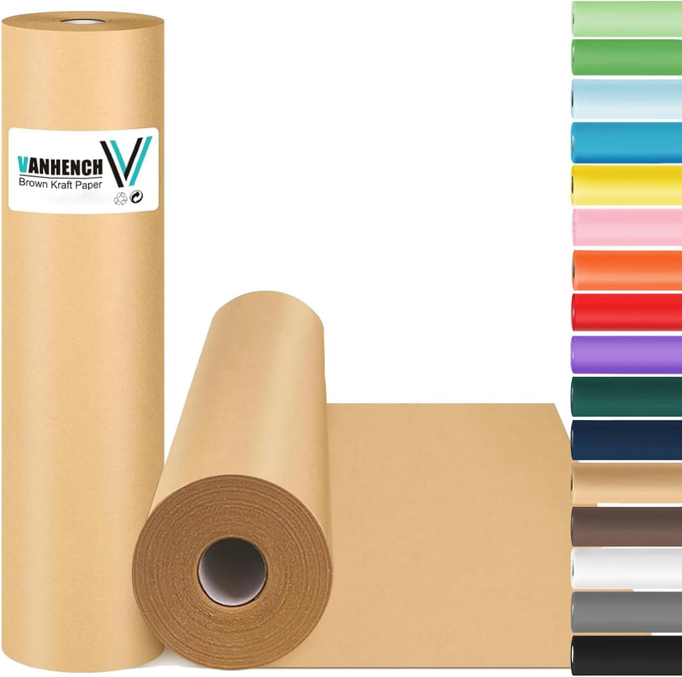 Vanhench 15"x 1200"(100') Brown Wrapping Paper, Craft Paper, Kraft Paper, Thanksgiving Gift Wrapping Bulletin Board Arts & Crafts, Bouquet Flower
